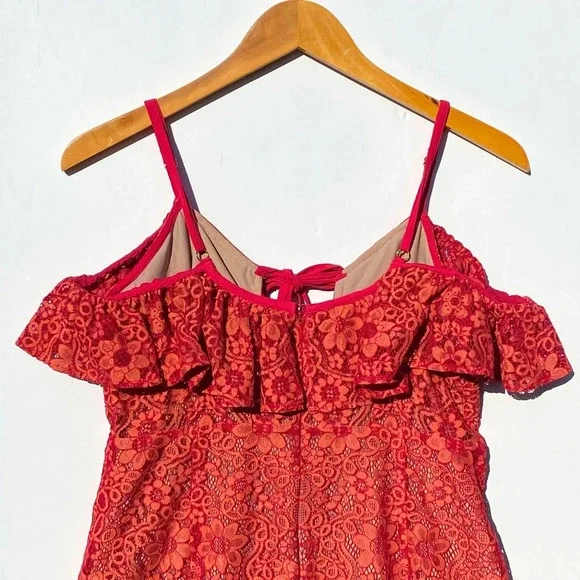 For Love And Lemons Red Lace Mini Dress